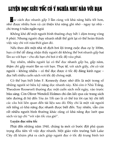 Sách Luyện Đọc Siêu Tốc PDF có tiếng Việt