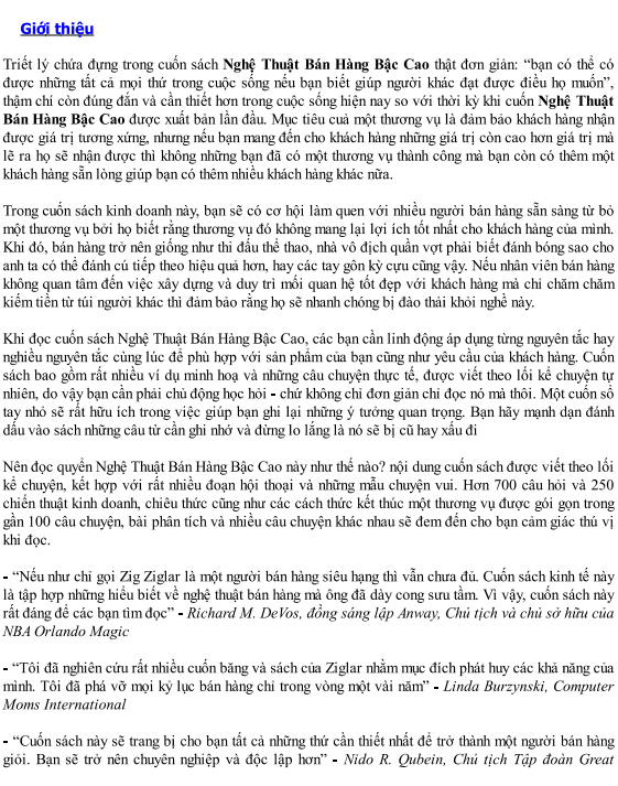 Sách Nghệ Thuật Bán Hàng Bậc Cao PDF có tiếng Việt tải FREE