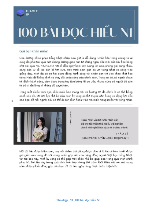Sách Thaolejp N1 100 bài đọc hiểu N1 PDF có tiếng Việt 7 Sách Thaolejp N1 100 bai doc hieu N1 PDF có tiếng Việt