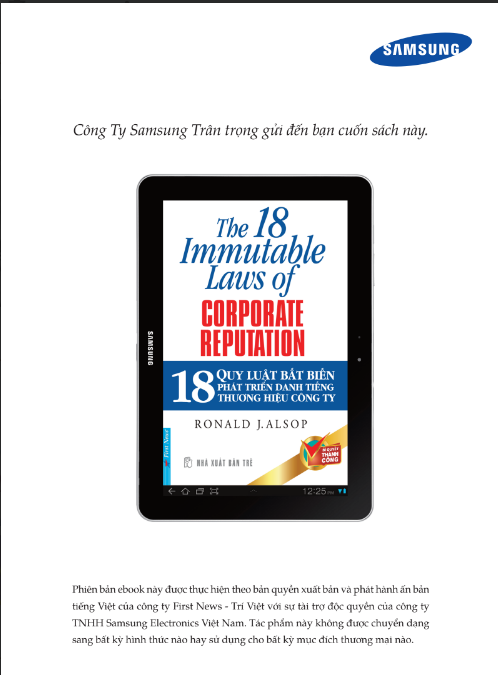 Sách The 18 Immutable Laws of Corporate Reputation PDF có tiếng Việt