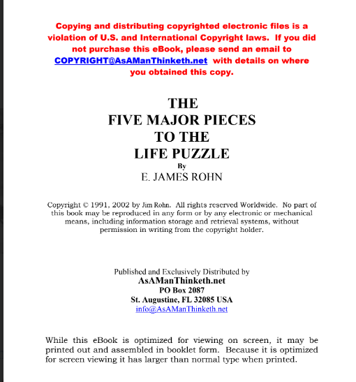 Sách The 5 Major Pieces of Lifes Puzzle PDF