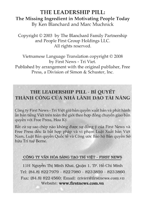 Sách The Leadership Pill - Ken Blanchard & Marc Muchnick PDF có tiếng Việt