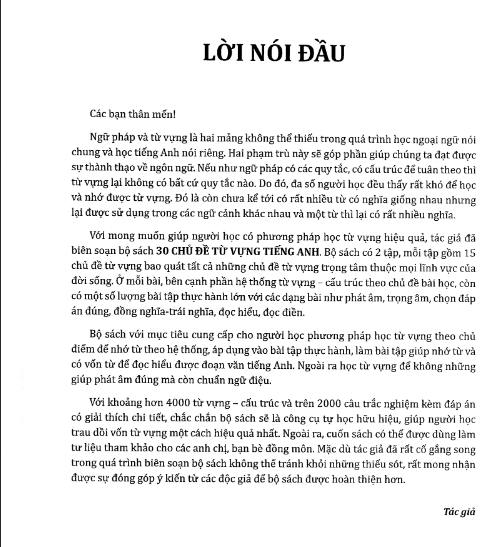 Tải FREE sách 30 Chủ Đề Từ Vựng Tiếng Anh PDF có tiếng Việt