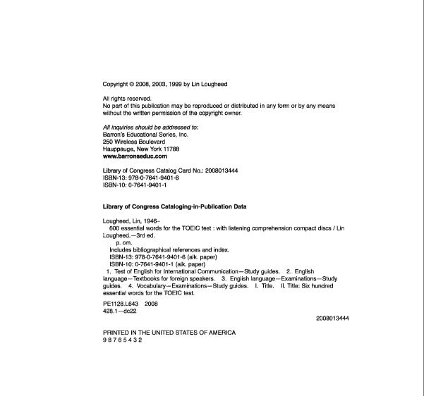 Tải FREE sách Barron's 600 Essential Words For The TOEIC PDF