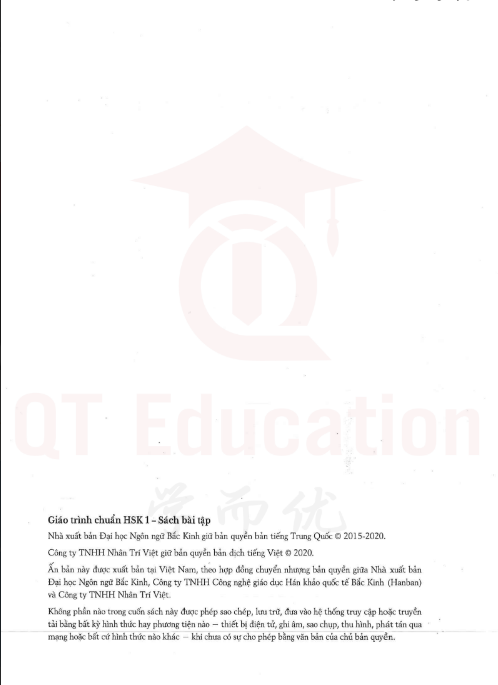 Tải FREE sách HSK1 Sách Bài Tập PDF có tiếng Việt