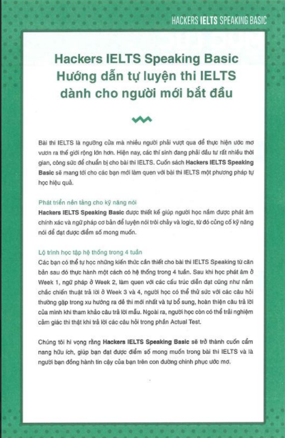 Tải FREE sách Hackers IELTS Speaking Basic PDF có tiếng Việt 6 Tải FREE sách Hackers IELTS Speaking Basic PDF có tiếng Việt