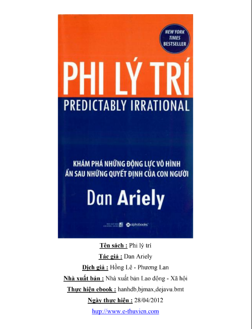 Tải FREE sách Phi Lý Trí Dan Ariely PDF có tiếng Việt Tải FREE sách Phi Lý Trí Dan Ariely PDF có tiếng Việt