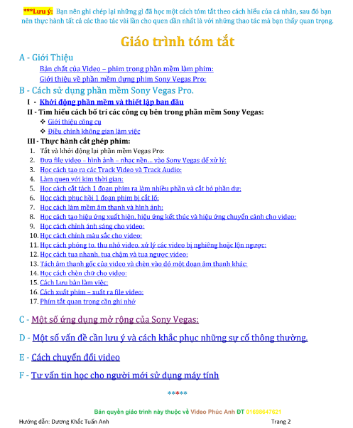 Tải FREE sách Sony Vegas Tiếng Việt PDF có tiếng Việt