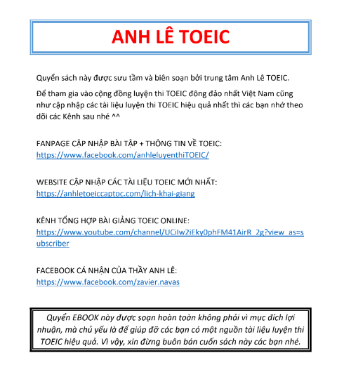 Tải FREE sách TOEIC RC 1000 Cuốn 1 PDF có tiếng Việt