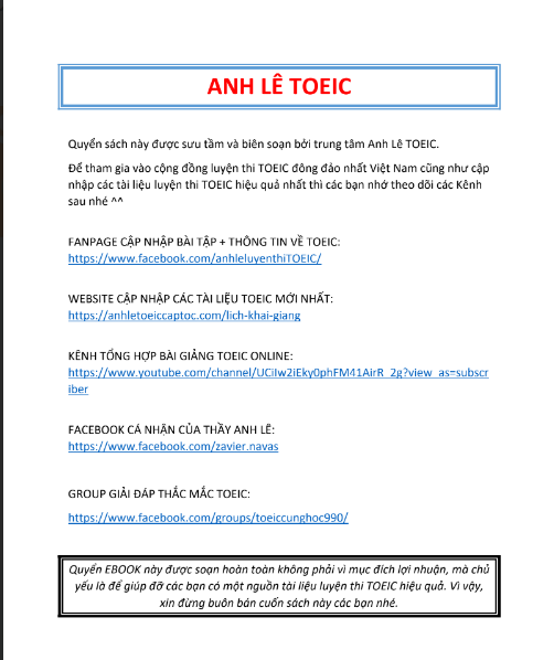Tải FREE sách TOEIC RC 1000 Cuốn 2 PDF có tiếng Việt