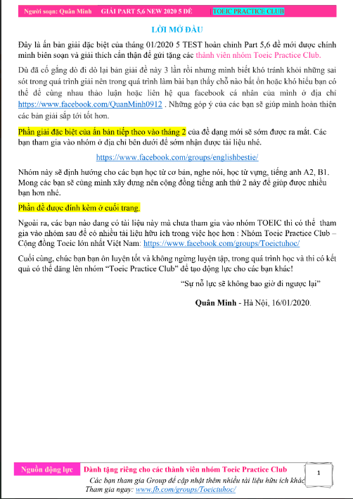 Tải FREE sách TOEIC Reading NEW 2020 PDF có tiếng Việt 7 Tải FREE sách TOEIC Reading NEW 2020 PDF có tiếng Việt