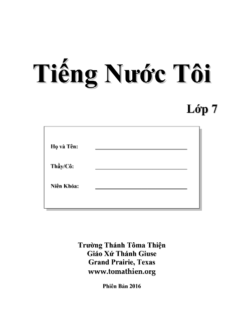 Tải FREE sách Tiếng Nước Tôi Lớp 7 PDF có tiếng Việt