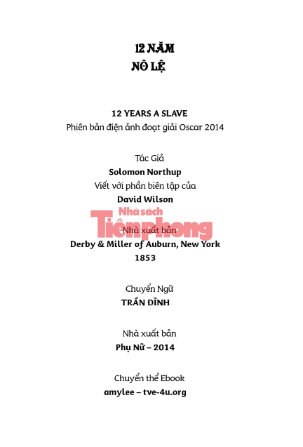 Sách 12 Năm Nô Lệ PDF tải FREE - Solomon Northup