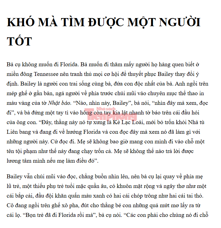 Sách Khó Mà Tìm Được Một Người Tốt PDF tải FREE