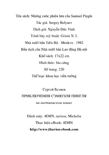 Sách Những Cuộc Phiêu Lưu Của Samuel Pingle PDF tải FREE có tiếng Việt