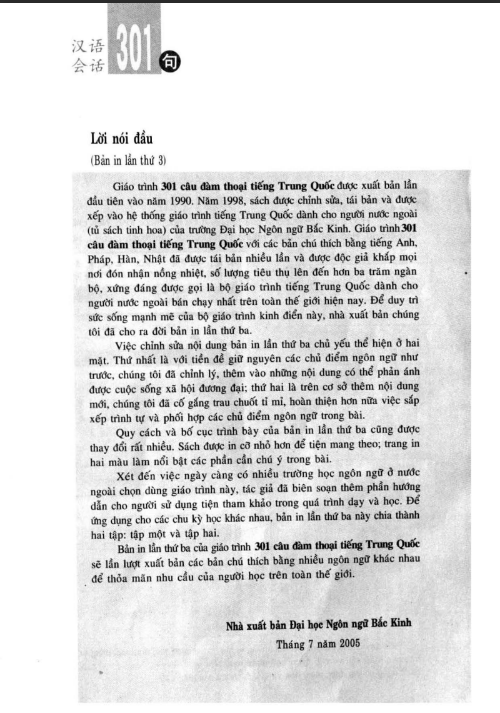 Tải FREE sách 301 Câu Đàm Thoại Tiếng Trung Quốc PDF có tiếng Việt