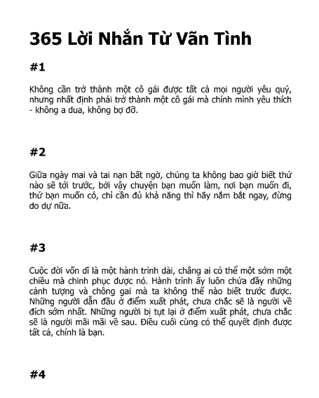 Tải FREE sách 365 Lời Nhắn Từ Vãn Tình PDF có tiếng Việt 7 Tải FREE sách 365 Lời Nhắn Từ Vãn Tình PDF có tiếng Việt