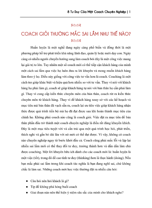 Tải FREE sách 8 Tư Duy Của Một Coach Chuyên Nghiệp PDF