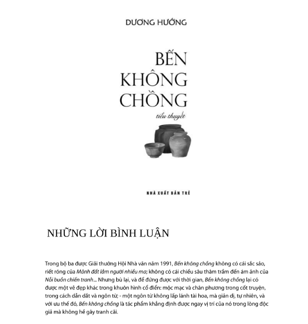 Tải FREE sách Bến Không Chồng - Dương Hướng PDF