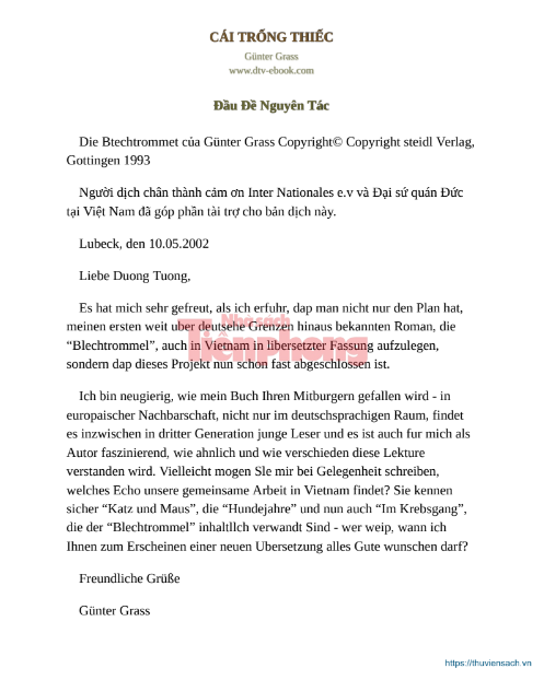 Tải FREE sách Cái Trống Thiếc PDF - Gunter Grass