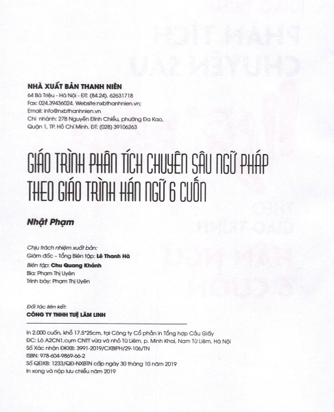 Tải FREE sách Giáo Trình Phân Tích Chuyên Sâu Ngữ Pháp Theo Giáo Trình Hán Ngữ 6 Cuốn PDF