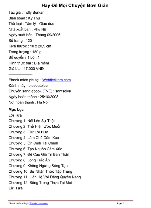 Tải FREE sách Hãy Để Mọi Chuyện Đơn Giản PDF