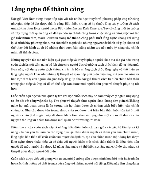 Tải FREE sách Kẻ Thành Công Phải Biết Lắng Nghe PDF có tiếng Việt