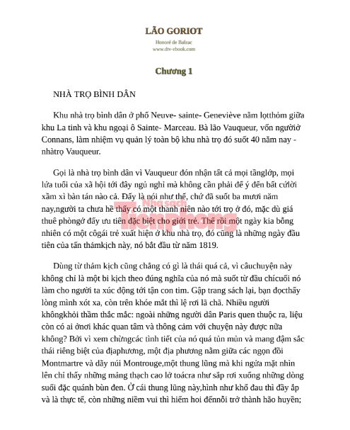 Tải FREE sách Lão Goriot PDF có tiếng Việt
