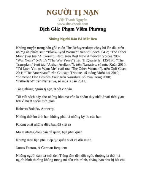Tải FREE sách Người Tị Nạn - Việt Thanh Nguyễn PDF có tiếng Việt