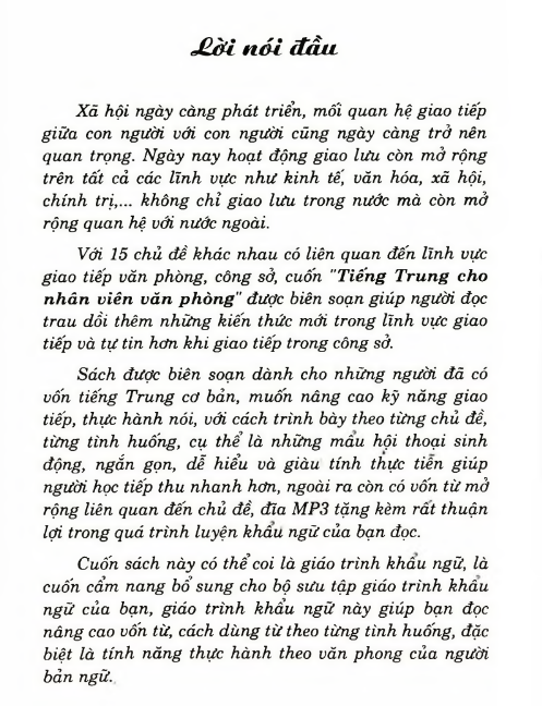 Tải FREE sách Tiếng Trung Cho Nhân Viên Văn Phòng PDF