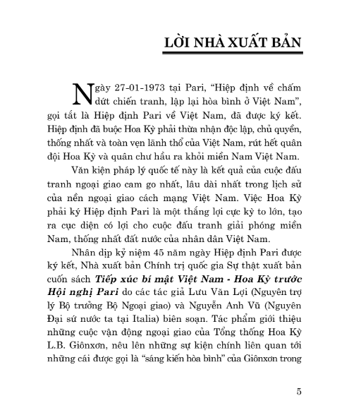 Tải FREE sách Tiếp Xúc Bí Mật Việt Nam - Hoa Kỳ PDF