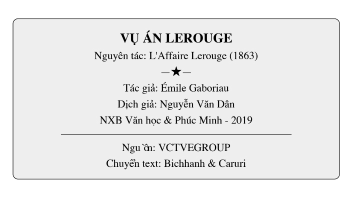 Tải FREE sách Vụ Án Lerouge PDF có tiếng Việt