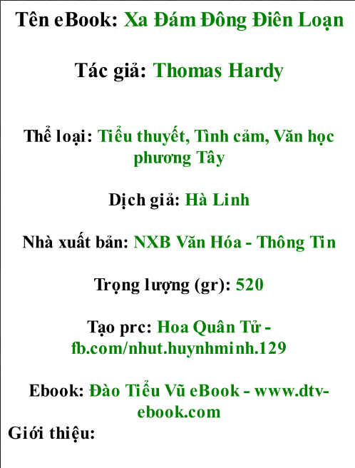 Tải FREE sách Xa Đám Đông Điên Loạn PDF có tiếng Việt